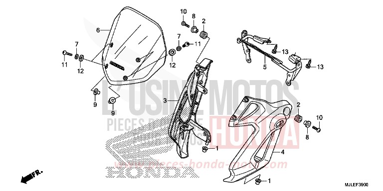 WINDSCREEN for NC700S Dual Cluth ABS GRAPHITE BLACK (NHB01) from 2014